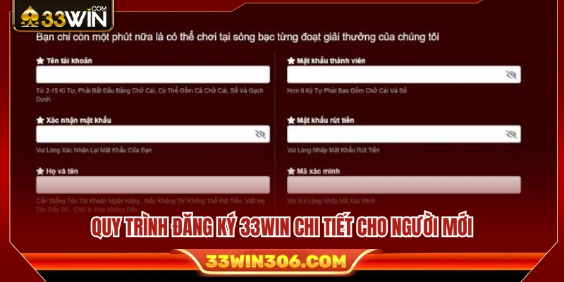 Các bước tạo tài khoản 33WIN chi tiết và dễ thực hiện